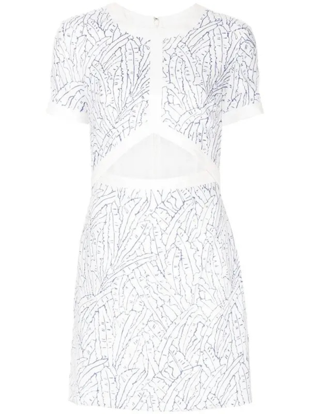 STAUD Perla Linen Mini Dress Blue Palm | Sz 8 - Picture 2 of 6